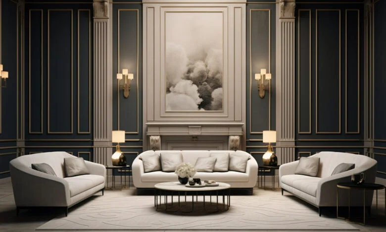 Black white gold interior design